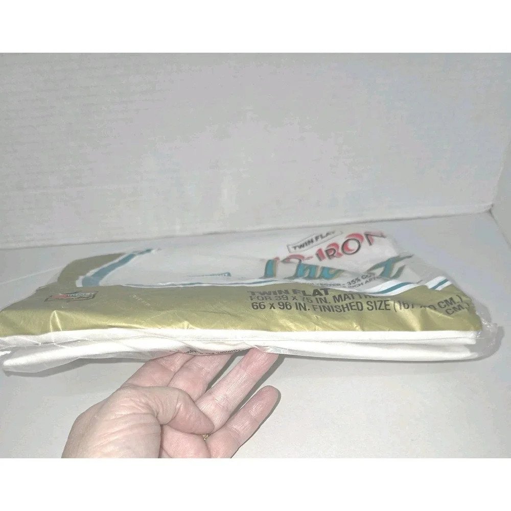 Vintage Kresge Kmart No-Iron Twin Flat Sheet NOS Sealed 65/35 Poly Cotton White